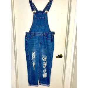 Distressed Jean Overalls